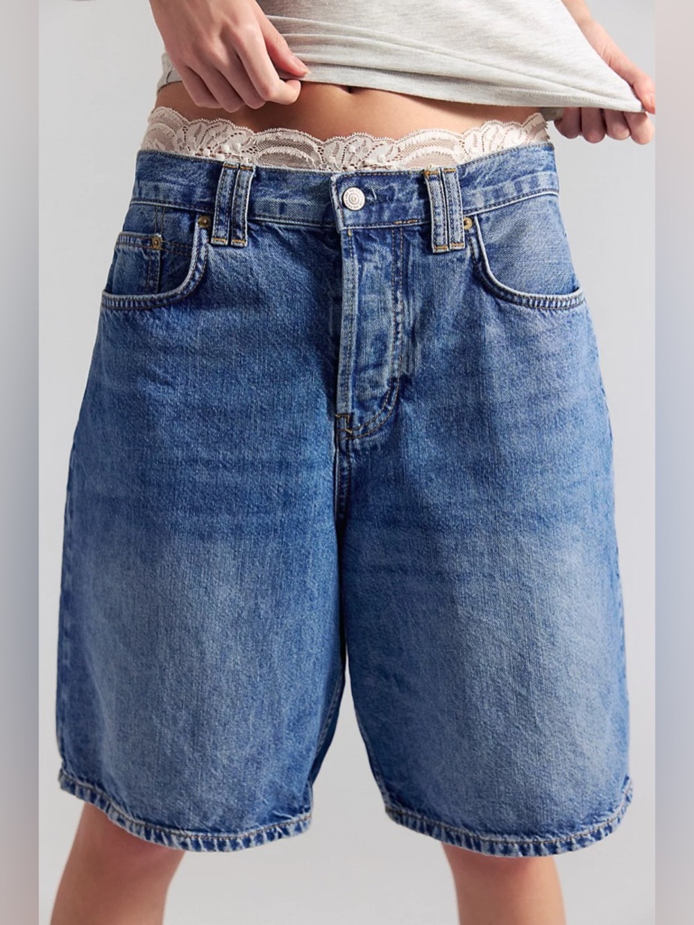 We The Free Mid-Blue Denim Jean Shorts - Picture 3 of 5